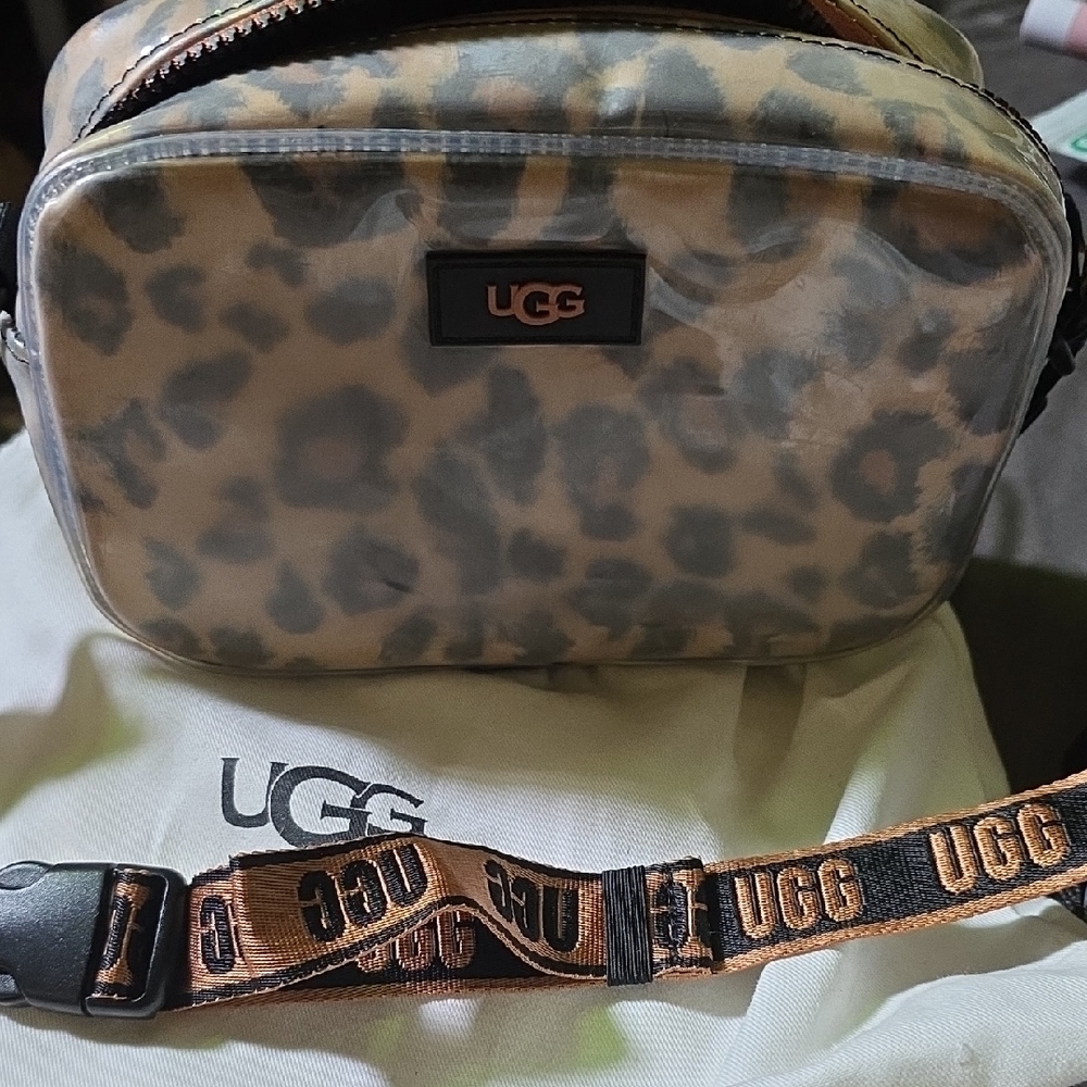 UGG Brown and Black Crossbody Bag with Sleek Design. EUC